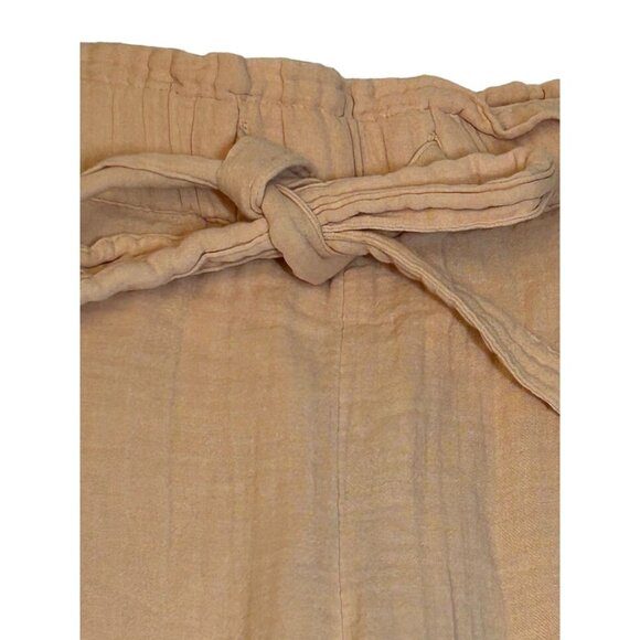 Peach Crepe Gauze SO Womens High Rise‎ Tapered M Pants With Tie - Picture 2 of 5